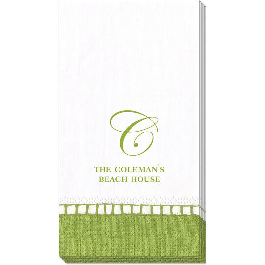 Bright Green Border Design Your Own Caspari Guest Towels